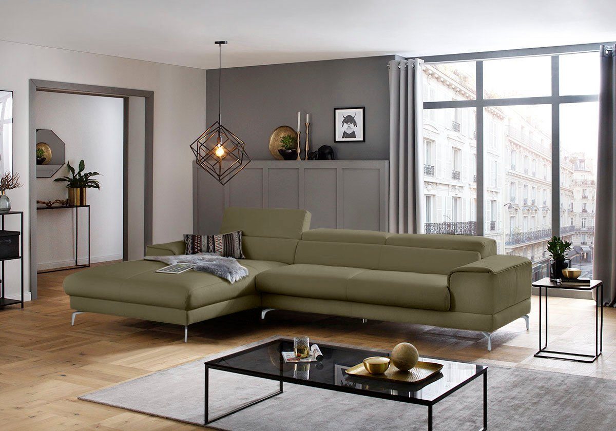 W.SCHILLIG Ecksofa piedroo, Designsofa mit tollem Sitzkomfort, bequem und elegant, L-Form, Kopfteilverstellung, wahlweise mit Sitztiefenverstellung, Breite 343cm