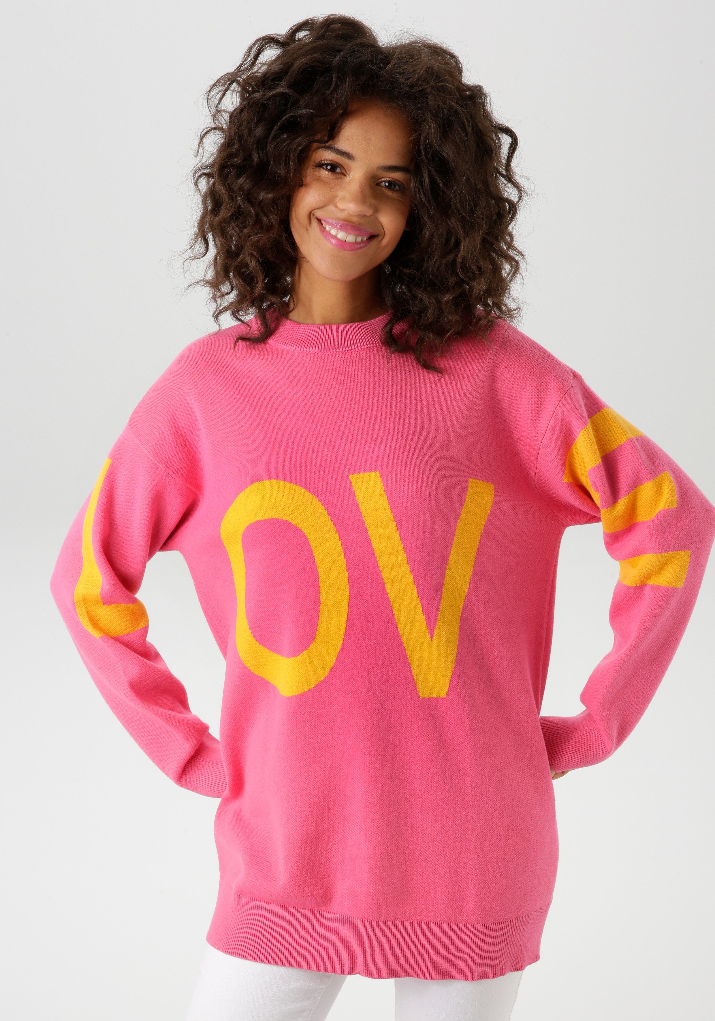 Aniston CASUAL Strickpullover mit eingestricktem LOVE-Schriftzug günstig online kaufen