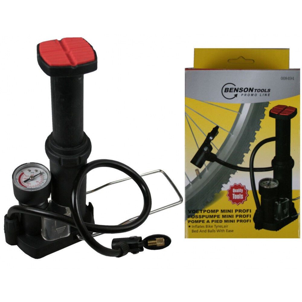 BENSON Luftpumpe Luftpumpe Fahrrad Fußpumpe Tretpumpe Fusspumpe Camping mit Manometer