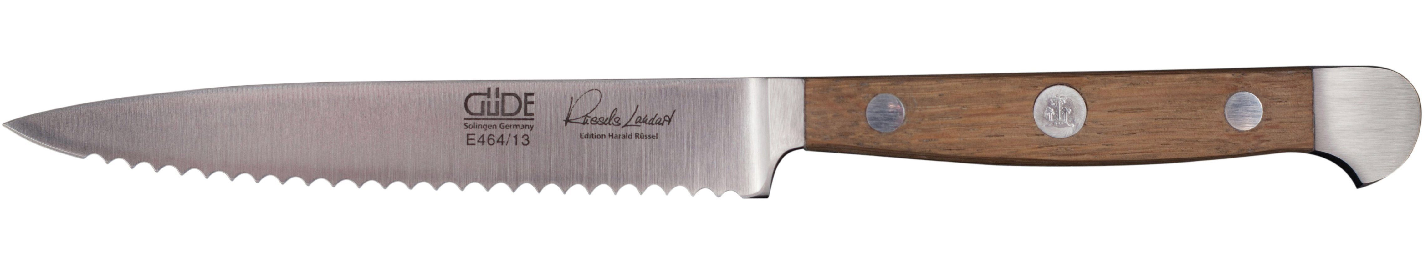 Güde Messer Solingen Gemüsemesser Alpha Fasseiche, Tomatenmesser 13 cm mit Wellenschliff - CVM-Messerstahl -