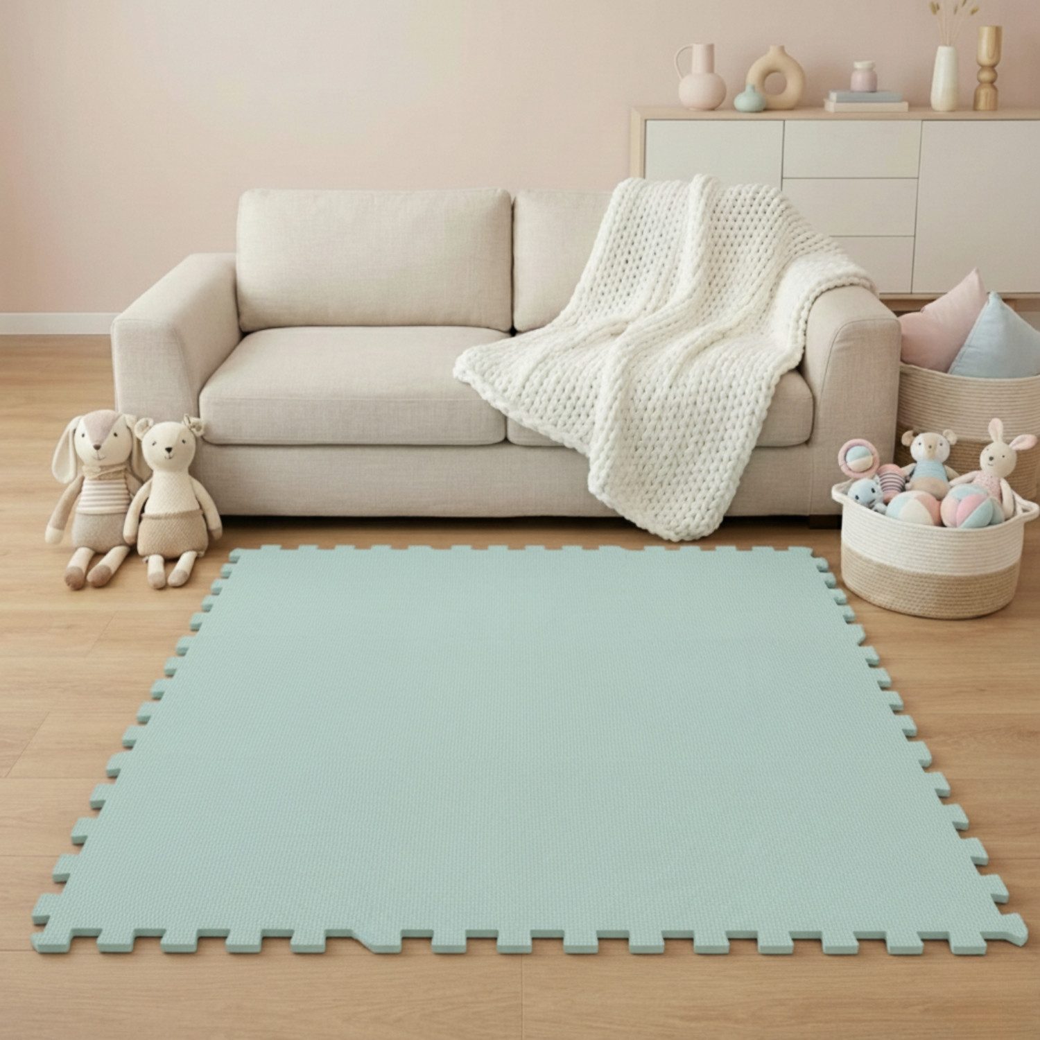 Puzzlematte ab dem 1. Tag - 18 Teile Baby Spielmatte - 30 x 30 Kinder Krabbelmatte