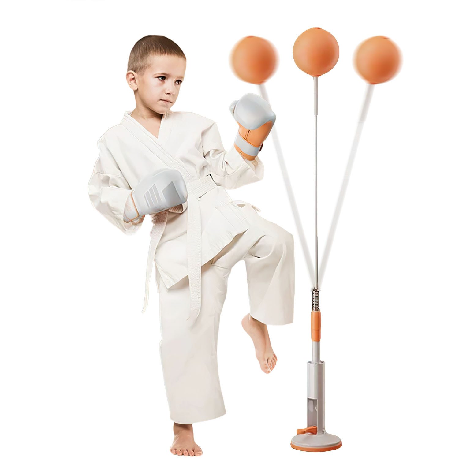 AIMAX Standboxsack Punchingball mit Boxhandschuhe 120-135cm Höhenverstellbar Boxbirne (Boxsack Standboxball Standboxsack für Jugendliche und Erwachsene, 1-tlg), ideal für MMA-Training, Workout-Ausrüstung, Stressabbau & Fitness