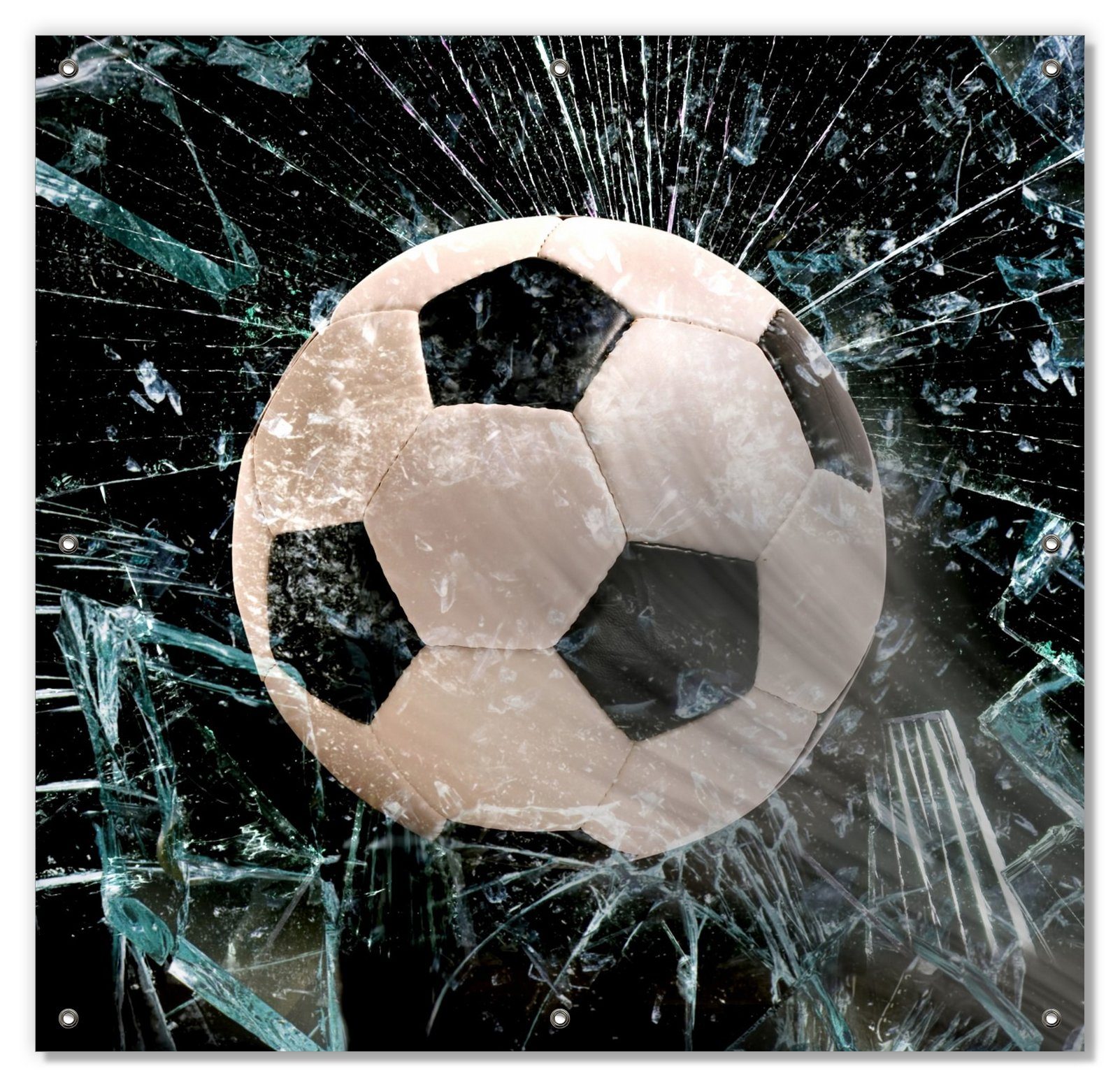 Sonnenschutz Fußball - im Fenster, Splitter und Glas, Wallario, blickdicht, mit Saugnäpfen, wiederablösbar und wiederverwendbar