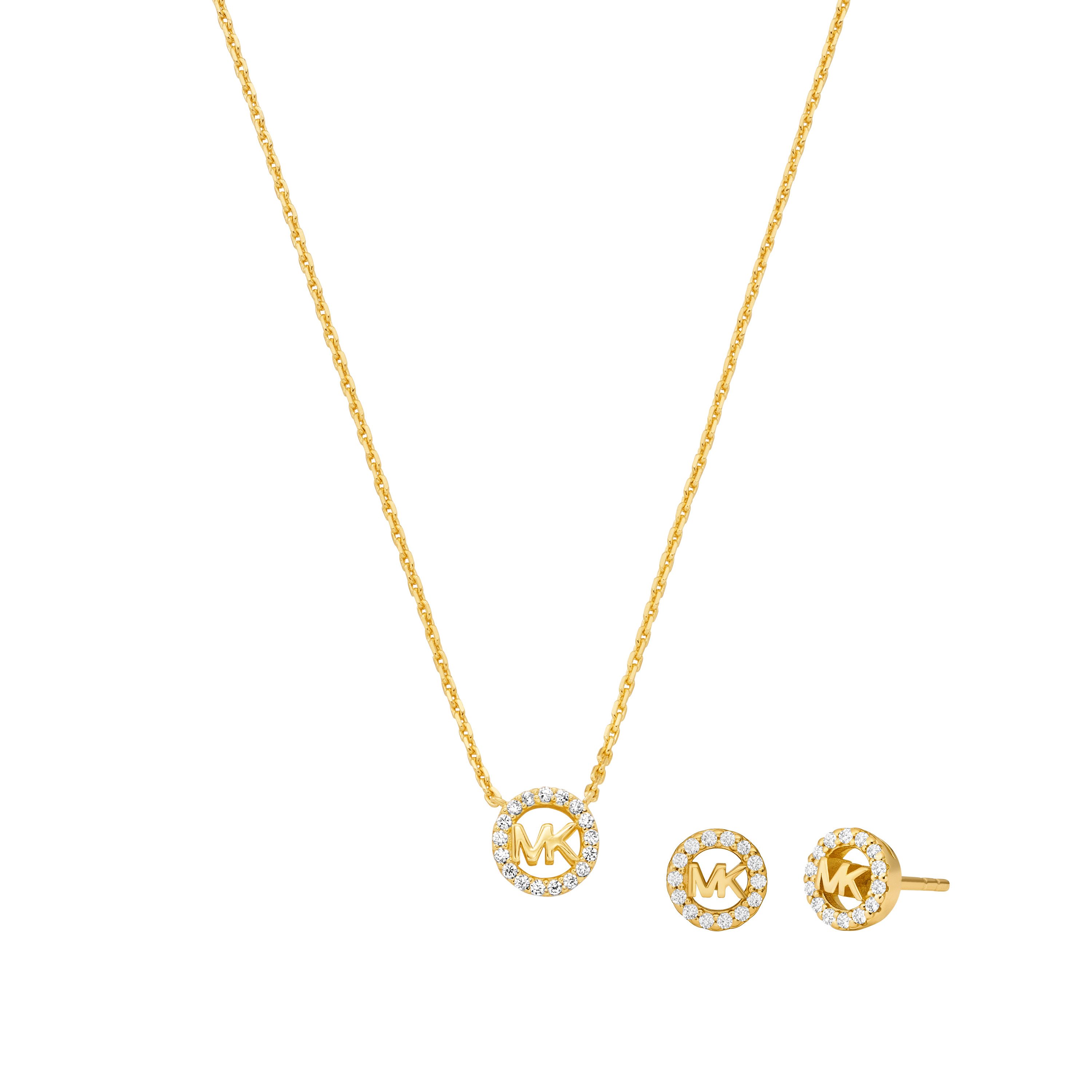 MICHAEL KORS Ohrring und Ketten Set Multipack Ювелірні вироби Geschenk Silber 925 PREMIUM (Set, 3-tlg), mit Zirkonia (synth)