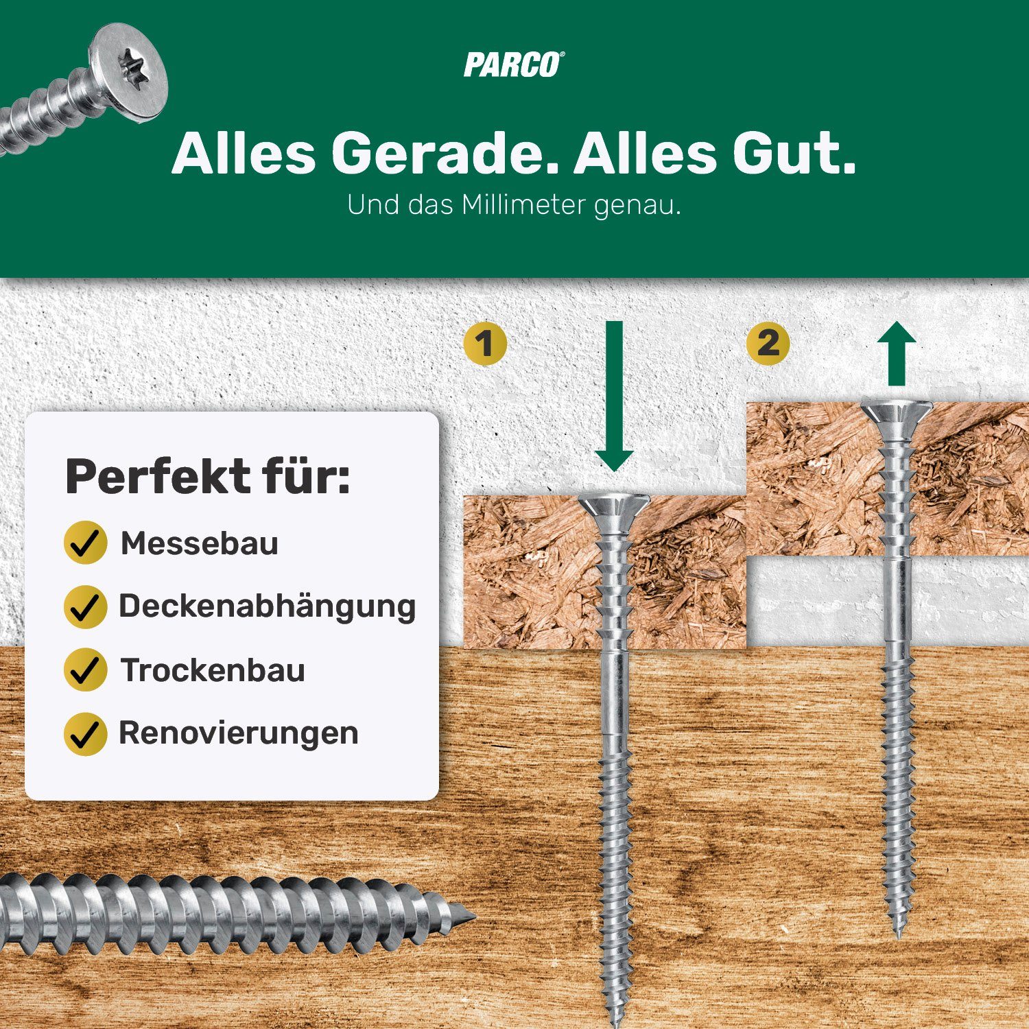 PARCO Justierschraube Distanzschrauben 6x80 mm & weitere TX25 vz. 100/200 Stück, (benutzerfreundliche Justierbarkeit), CUT-Spitze, Schnelle Installation