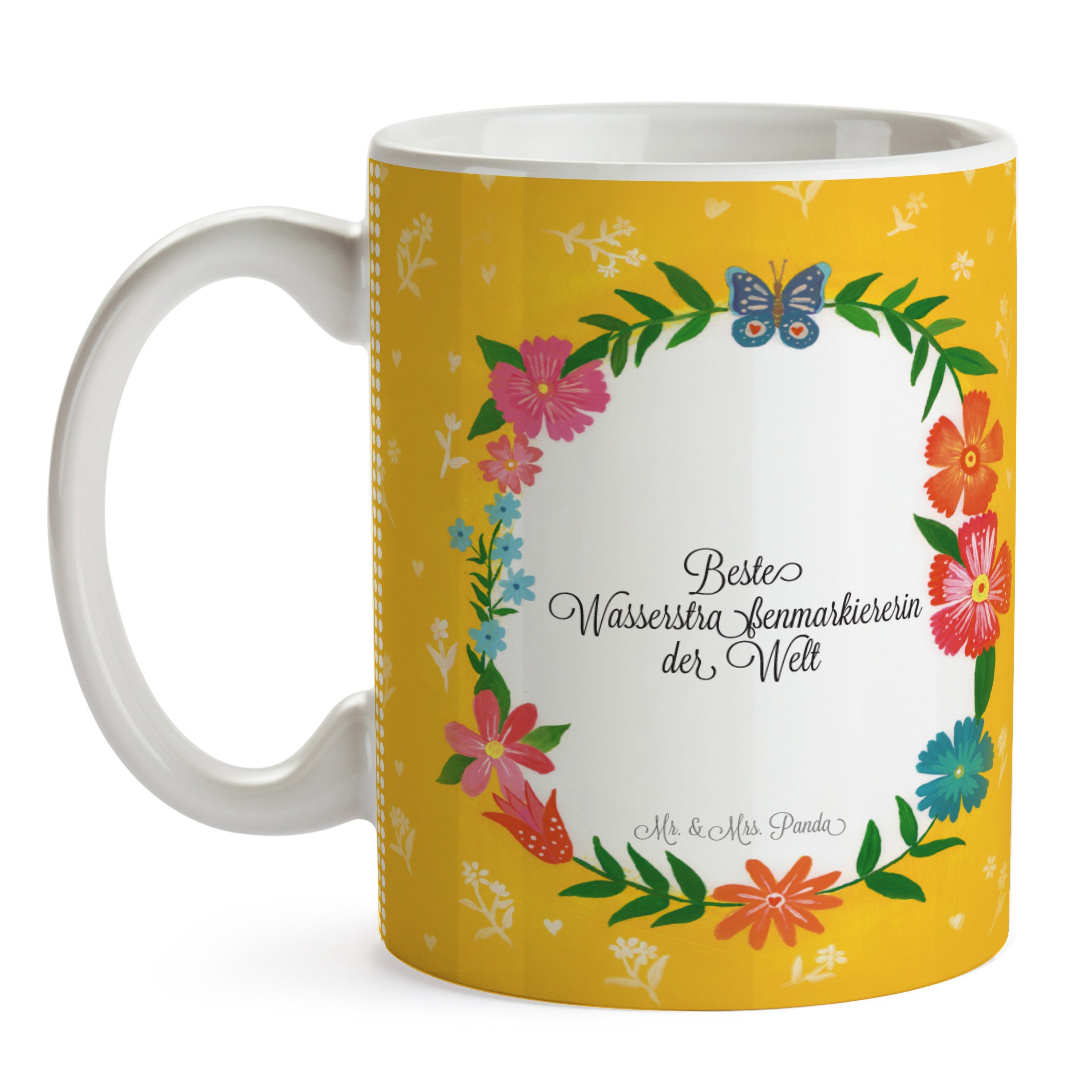 Mr. & Mrs. Tasse Wasserstraßenmarkiererin - Panda Geschenk, Gratulation, Keramik Kaffeebecher, Kaffe