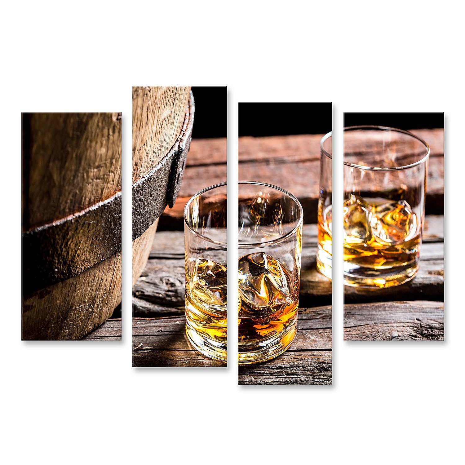Leinwandbild Bild auf Leinwand Glas Whisky Im Alten Keller Wandbild Leinwandbild W