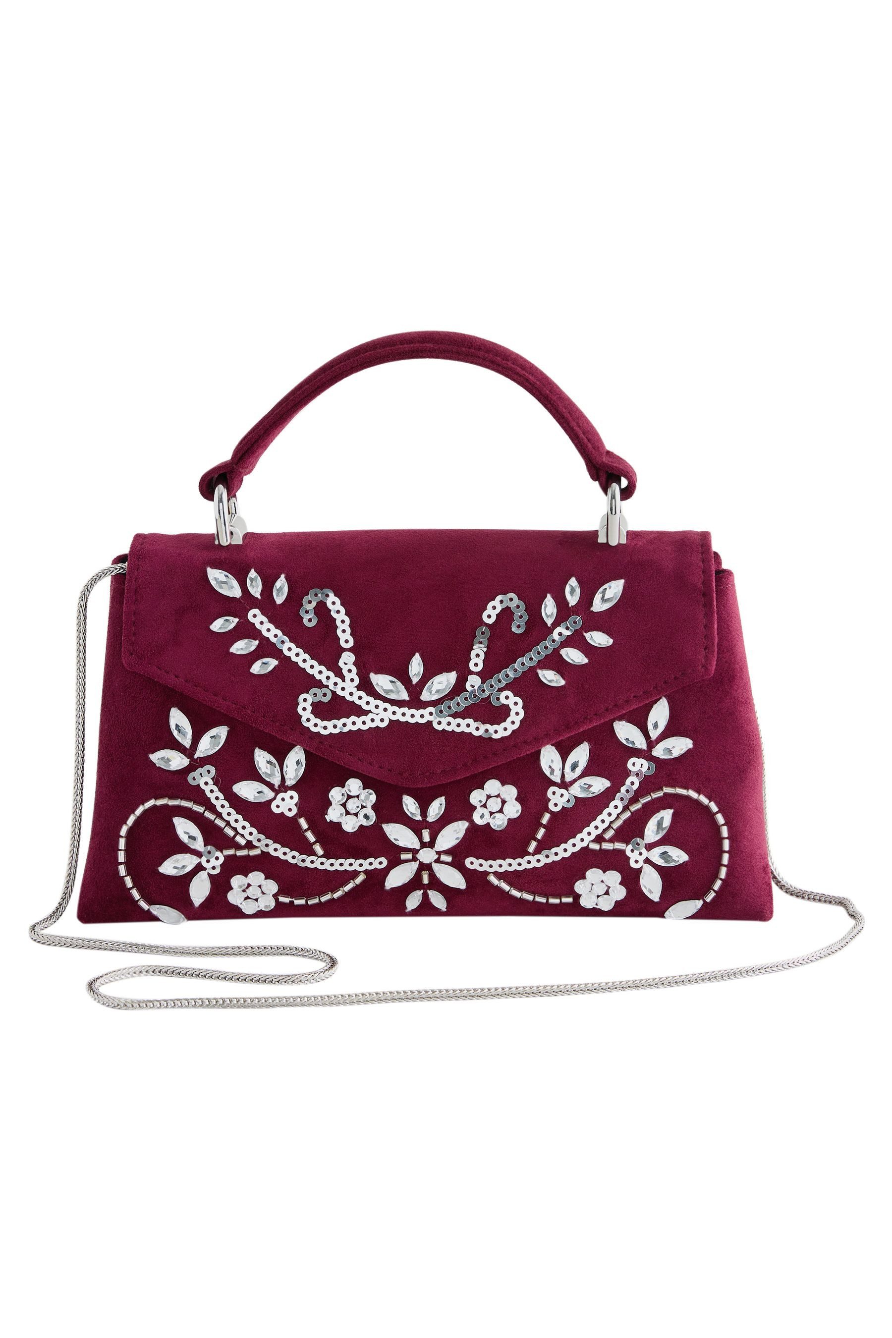 Next Clutch Verzierte Handtasche aus Samt (1-tlg)