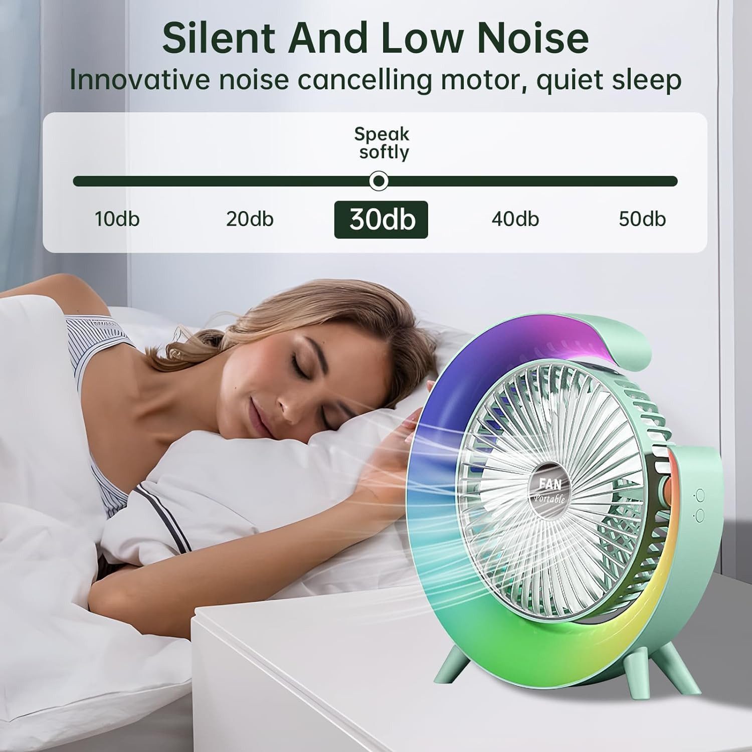FELIXLEO Akku-Standventilator Akku-Standventilator USB-C aufladbarer leiser Tischventilator