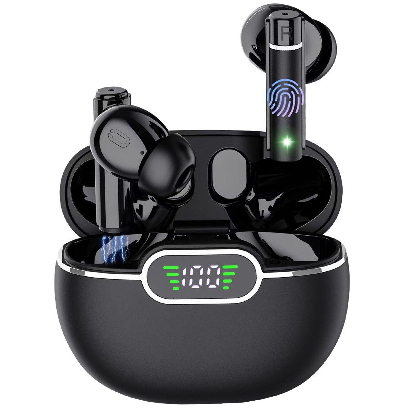 HYIEAR Bluetooth Kopfhörer Sport,36 Stunden Kopfhörer Kabellos Bluetooth 5.3 wireless In-Ear-Kopfhörer (Voice Assistant, Bluetooth, 4 ENC Klarer Mic/ IPX5 wasserdichte/Ohrhörer mit Ohrhaken/LED-Anzeige)