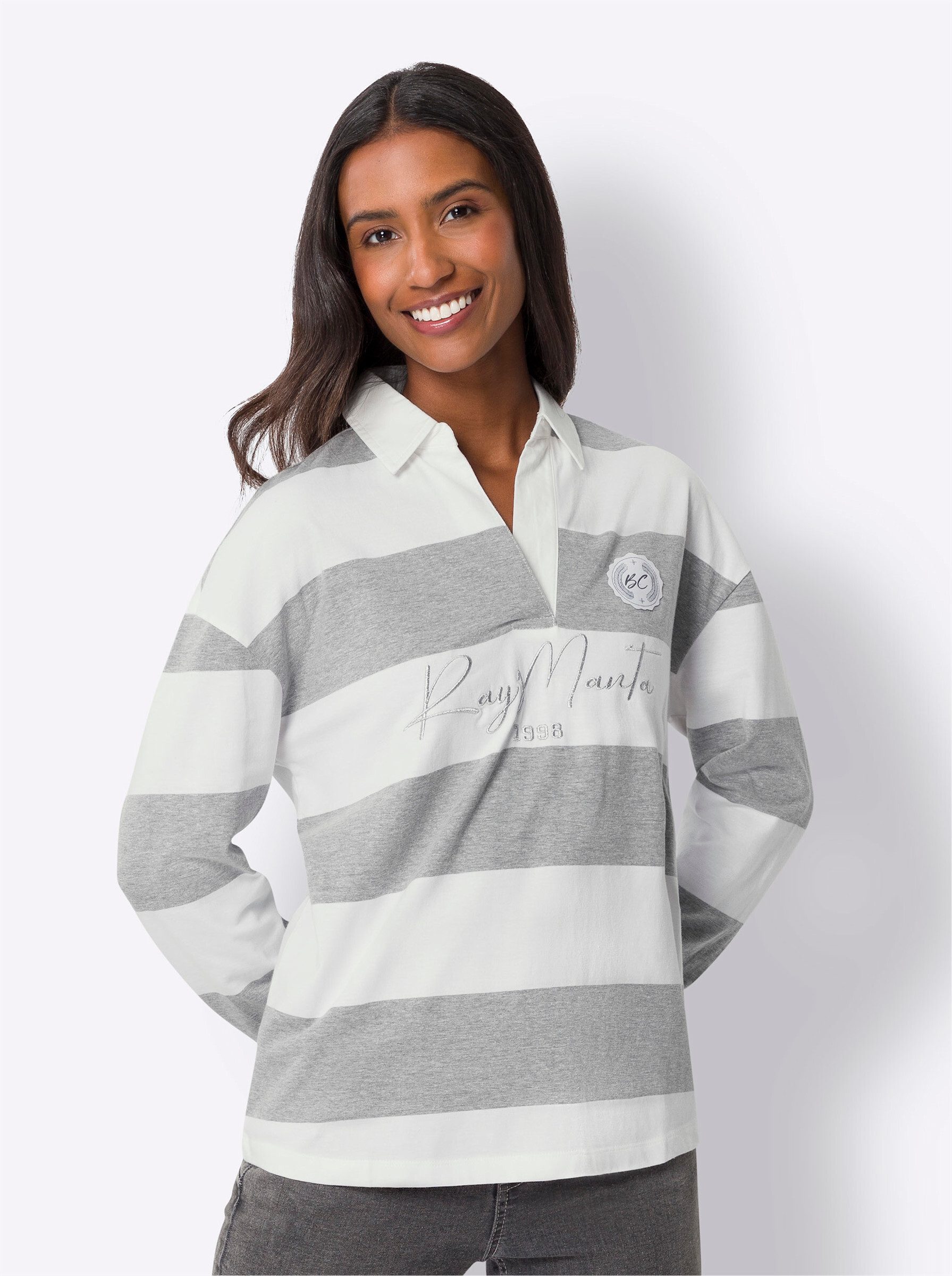 heine T-Shirt Langarm-Poloshirt .