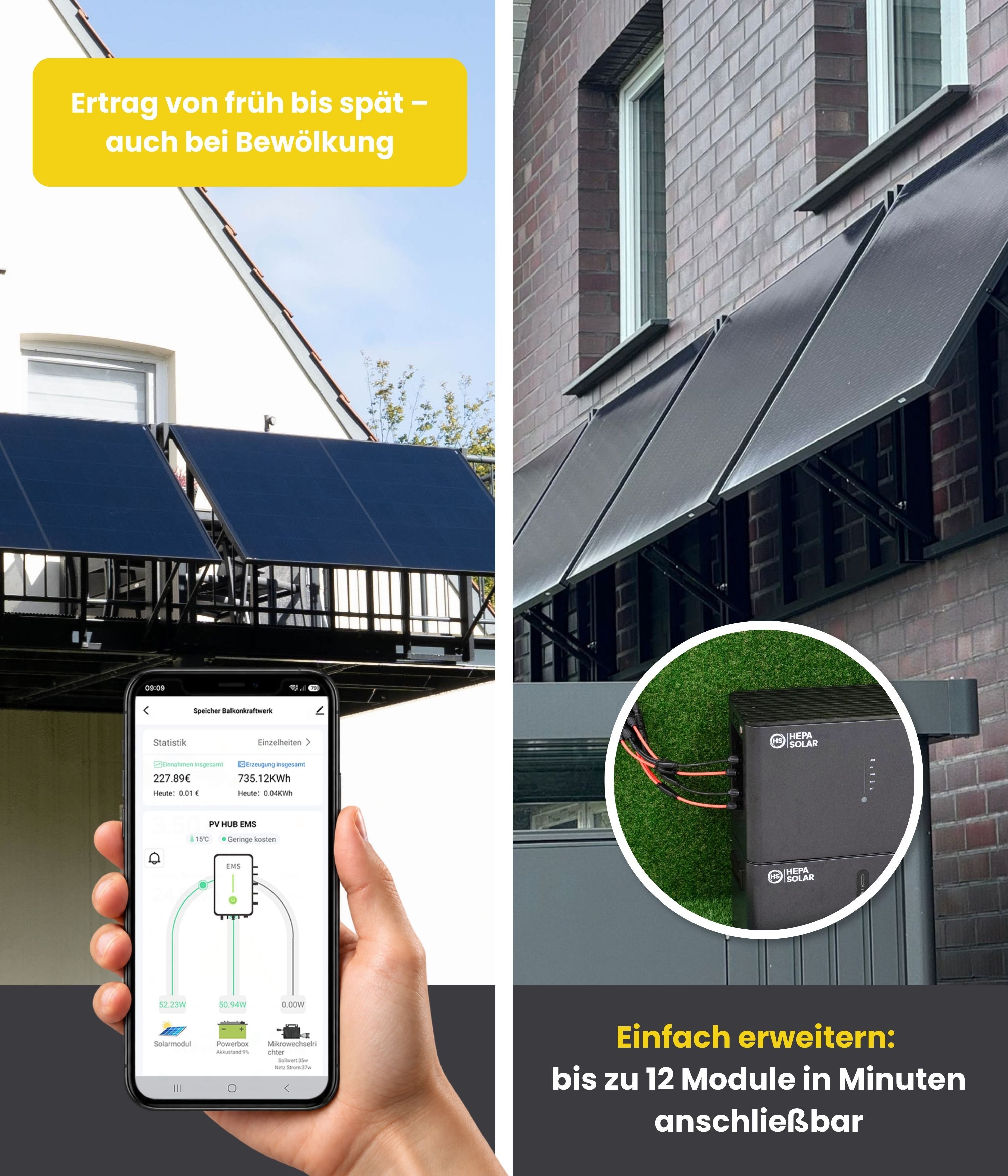 HEPA Solar Balkonkraftwerk HEPA PREMIUM 880, Heterojunction (HJT), IP68, hohe Effizienz, Plug & Play – Bild 4 von 5