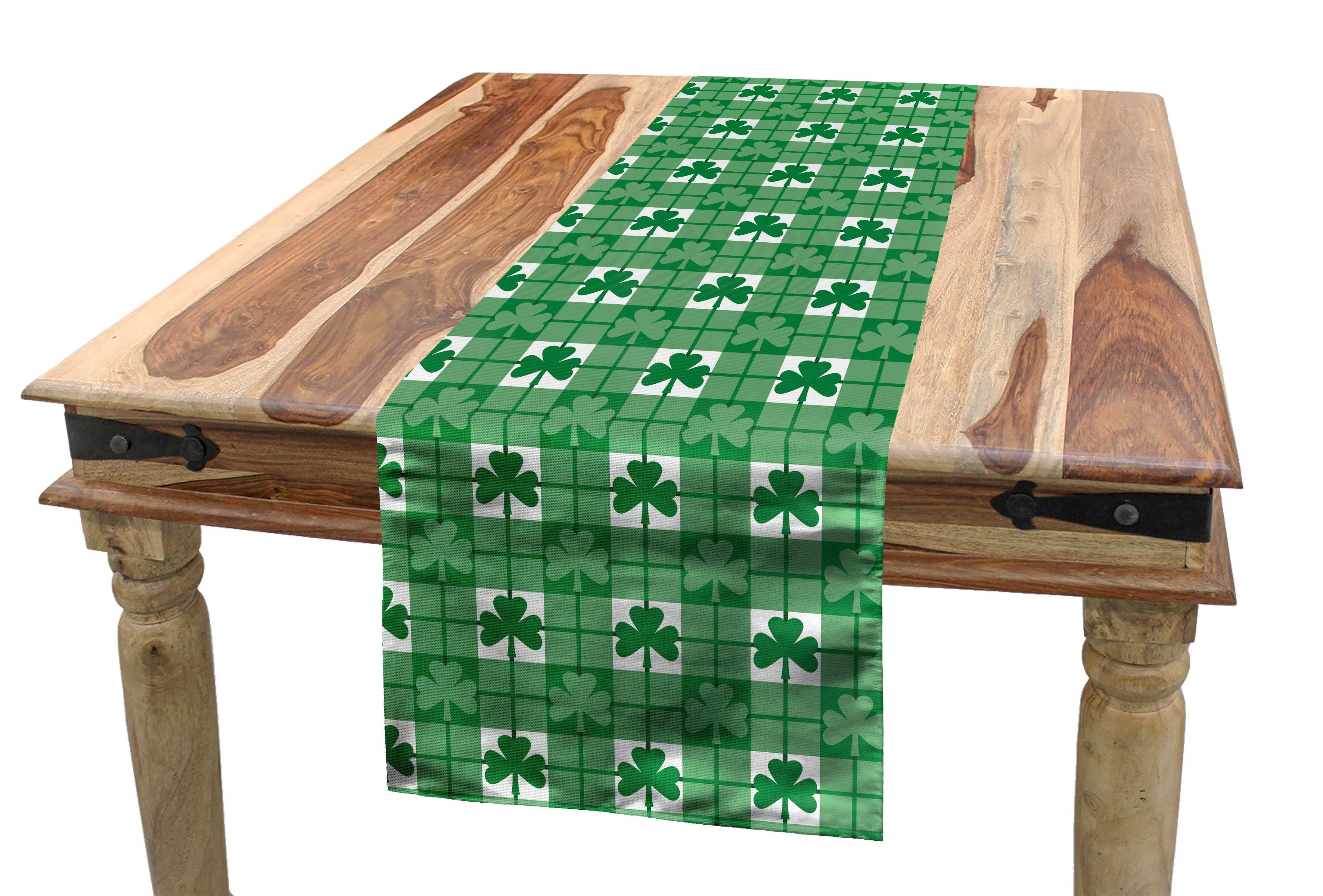 Plaid Tischläufer, Dekorativer Esszimmer Küche Rechteckiger Tischläufer Abakuhaus Style-Klee-Motiven Shamrock