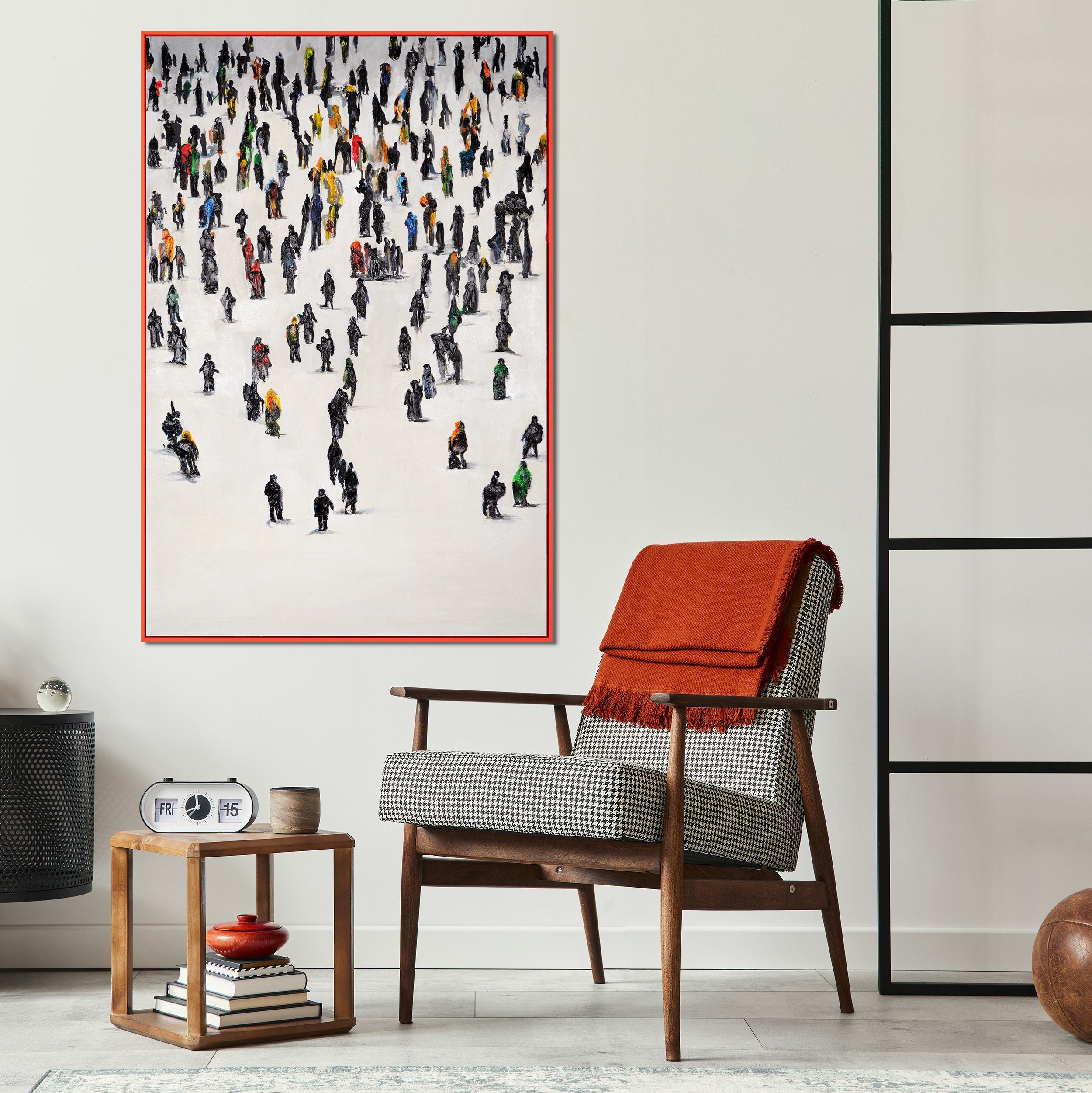 Kollektive Mit Bewegung, YS-Art Gemälde in Rot Rahmen Menschen