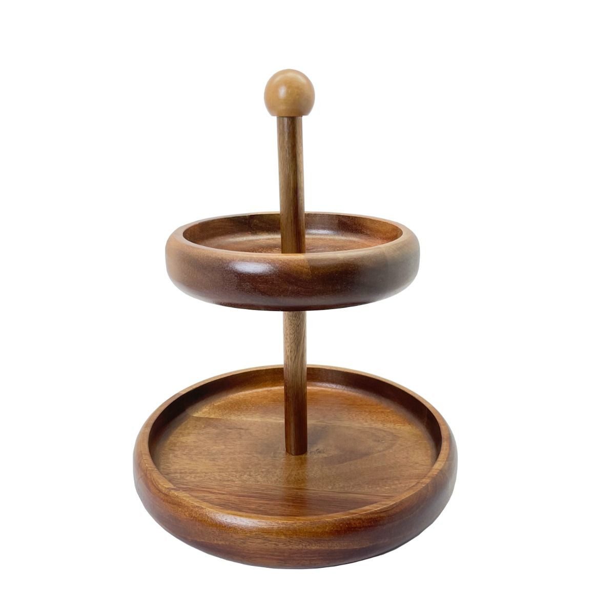 Bricard Etagere 2-stufiger Massivholz-Ständer im Soft-Edge-Design Akazie Holz Ø 30 cm