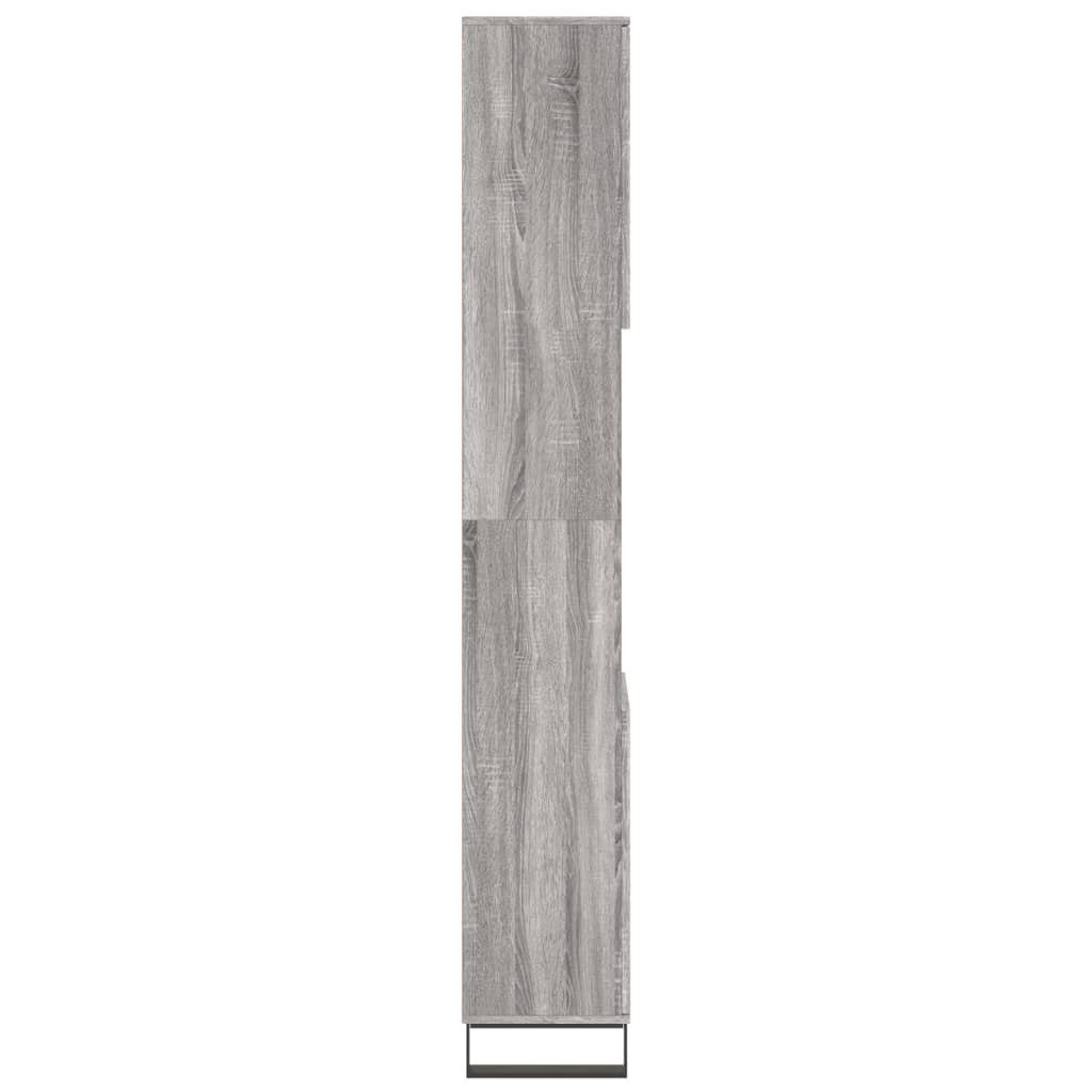vidaXL Badezimmerspiegelschrank Grau cm Sonoma Badschrank 30x30x190 Holzwerkstoff (1-St)