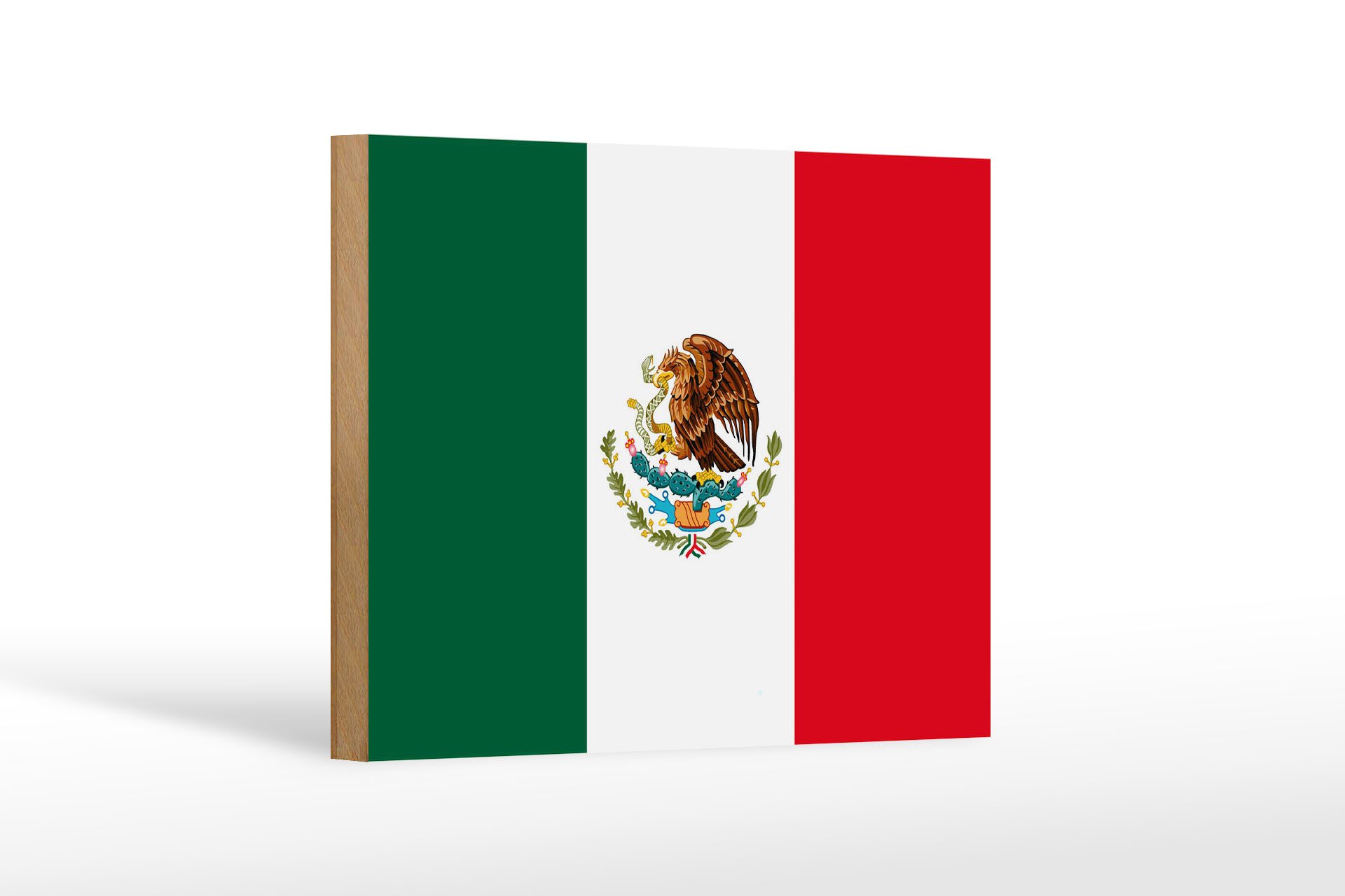 Femer GmbH Holzbild Flagge Mexikos 18x12 cm Flag of Mexico, Flaggen (1 St), Glatte Holzfaserplatte (MDF), vorn beschichtet
