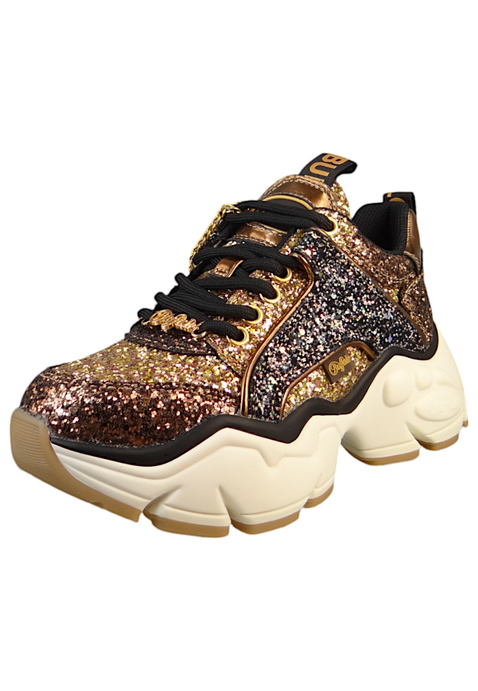 Buffalo 1636282 Binary Glam Low Top Black/Gold Sneaker