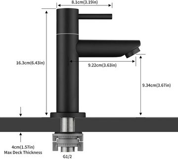 CECIPA Waschtischarmatur Waschtischarmatur Edelstahl Wasserhahn für Kaltwasser Bad Armatur