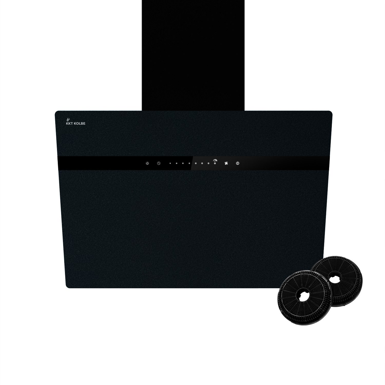 KKT KOLBE Wandhaube Dunstabzugshaube 60cm STYLE6005SMAO RGBW Ambientebeleuchtung Kopffrei / 60cm / Smarte WiFi-App / Schwarz / Glas / Schräghaube