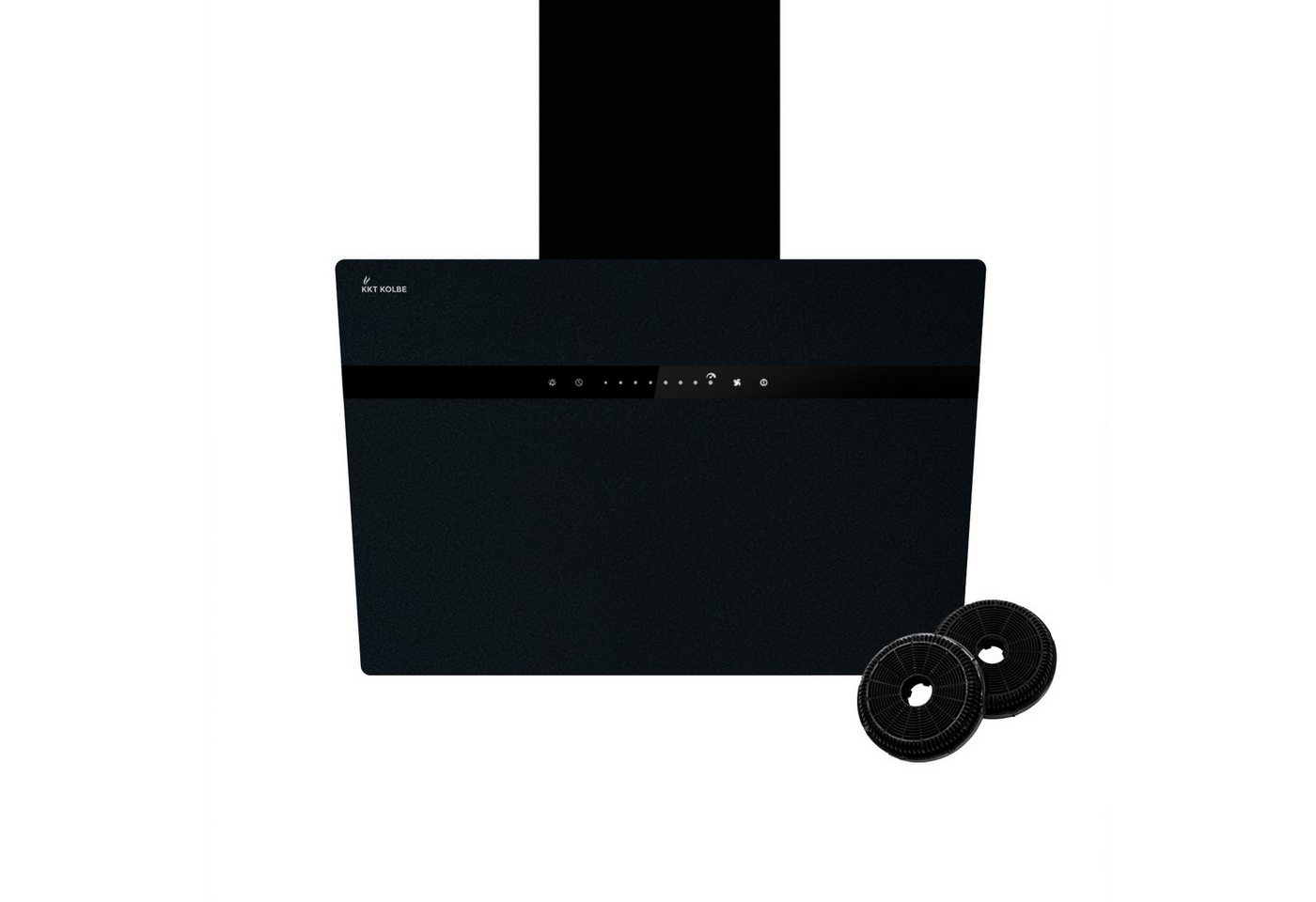 KKT KOLBE Wandhaube Dunstabzugshaube 60cm STYLE6005SMAO RGBW Ambientebeleuchtung Kopffrei / 60cm / Smarte WiFi-App / Schwarz / Glas / Schräghaube