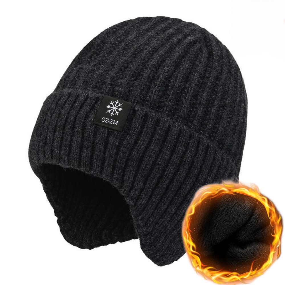Coonoor Strickmütze 2 Stück Wintermütze Halswärmer Set für Herren Damen Beanie Strickmütze mit Wollfutter und Ohrklappen, Warme Loop Schal