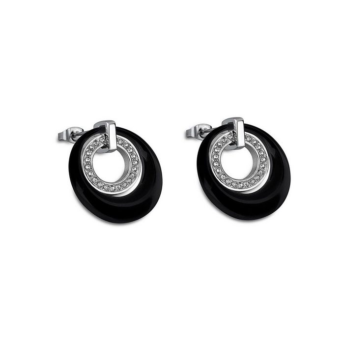 Lotus Style Paar Ohrhänger Lotus Style Ohrringe schwarz (Ohrhänger) für Damen aus Edelstahl (Stainless Steel)