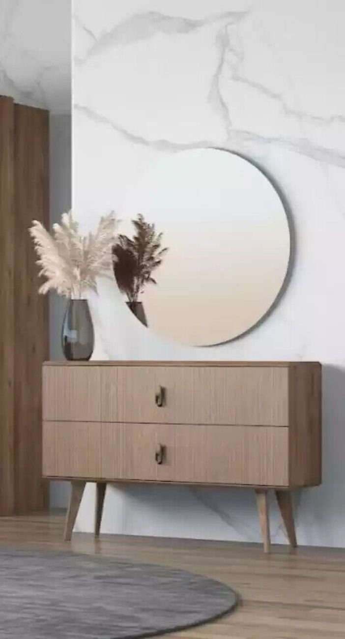 Luxus + JVmoebel Made Kommode mit Kommode Konsole Design Spiegel), Spiegel in Italy Neu Möbel Kommode 1x Schlafzimmer (2 St., 1x