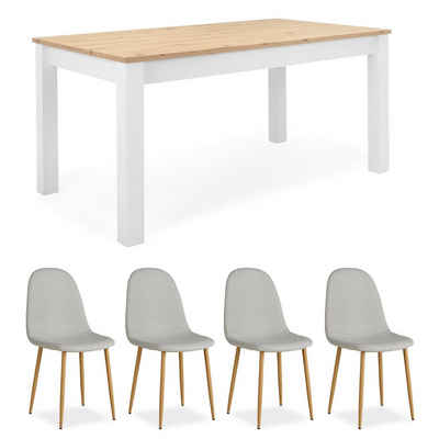 Homestyle4u Essgruppe Tisch mit 4 Stühlen Esstisch ausziehbar Holztisch, (Komplett-Set, 5-tlg)