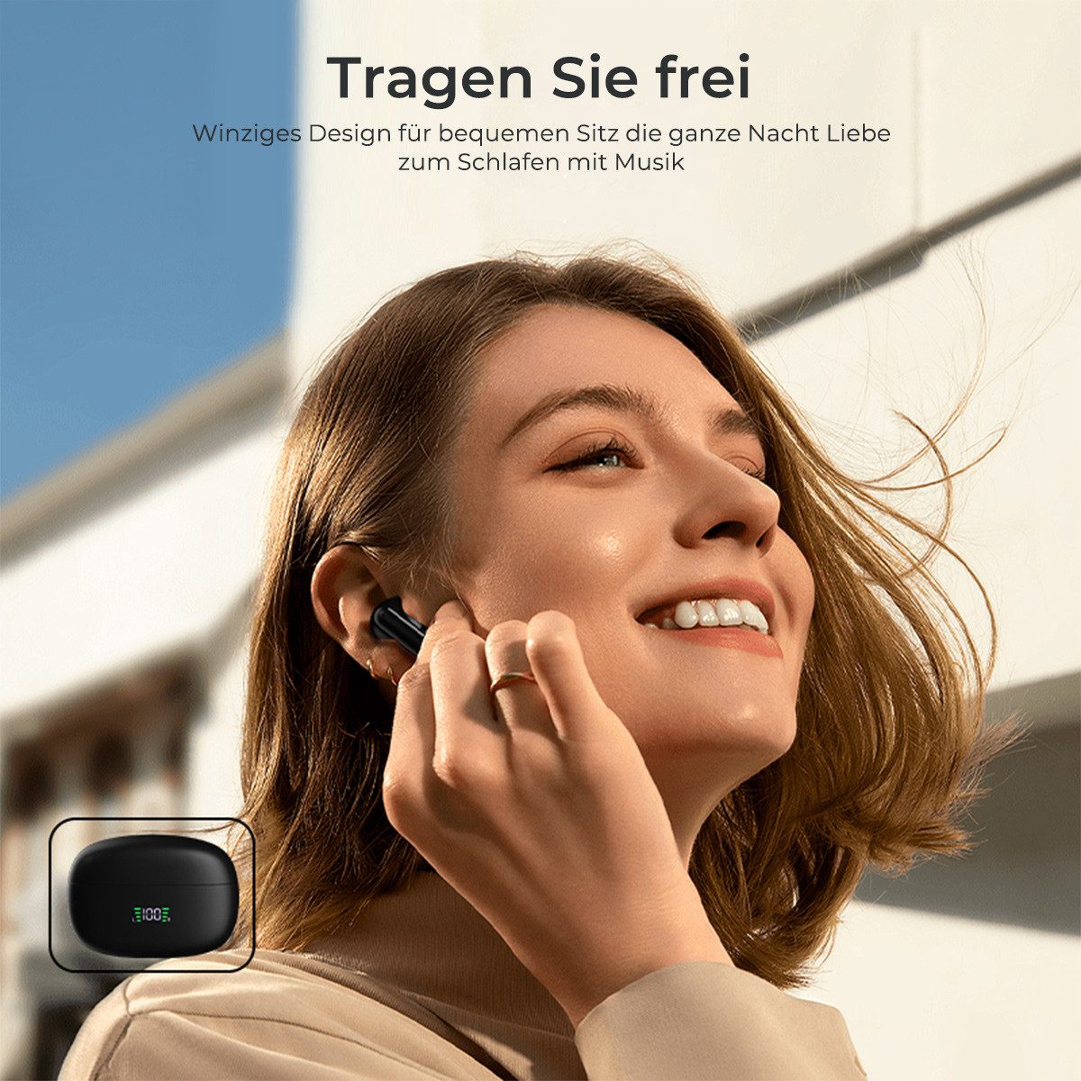 VSIUO 2026 Neue In Ear Kopfhörer Kabellos Bluetooth 5.3 mit 4 Mikrofon Bluetooth-Kopfhörer (HiFi Stereo, LED-Anzeige, USB-C, IP7 Wasserdicht Ohrhörer, Wireless  – Bild 5 von 5
