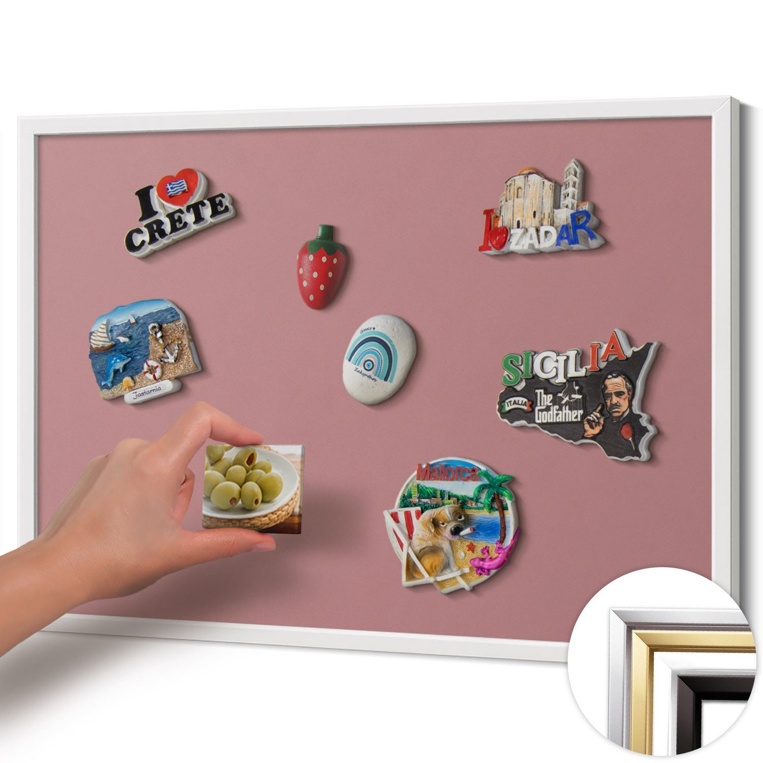 Tulup Magnettafel mit weißem Rahmen, Magnettafel mit Farbvariationen, Wandtafel, Magnetisches Memoboard Dekorative für Erinnerungen – Bild 3 von 5