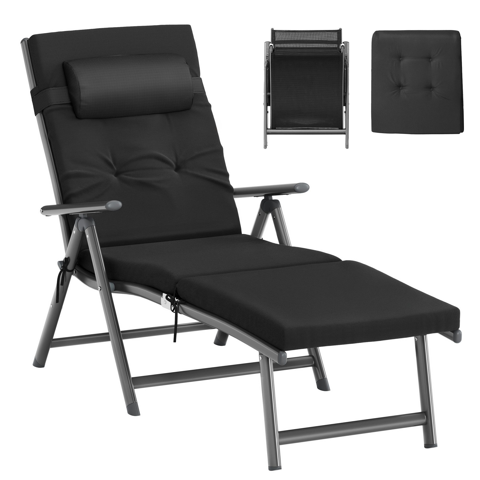 SONGMICS Gartenliege, 1 St., Sonnenliege,6cm Dicker Matratze,Aluminium,atmungsaktiv