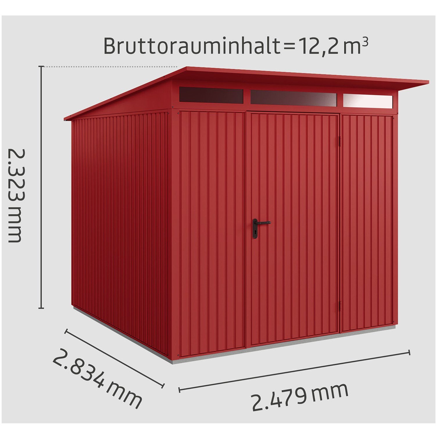 Hörmann Ecostar Gerätehaus Metall-Gerätehaus Trend mit Pultdach Typ 2, 1-flüglige Tür