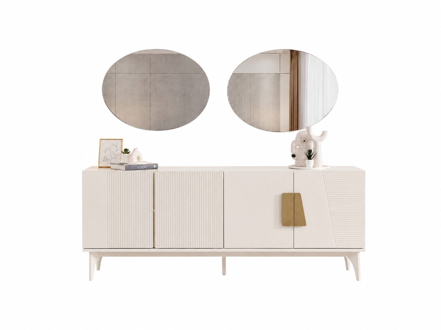 Villa Möbel Sideboard Velteria (Packung, 1 St., 1 St. Sideboard), Sideboard mit Spiegel und Stauraum für Esszimmer