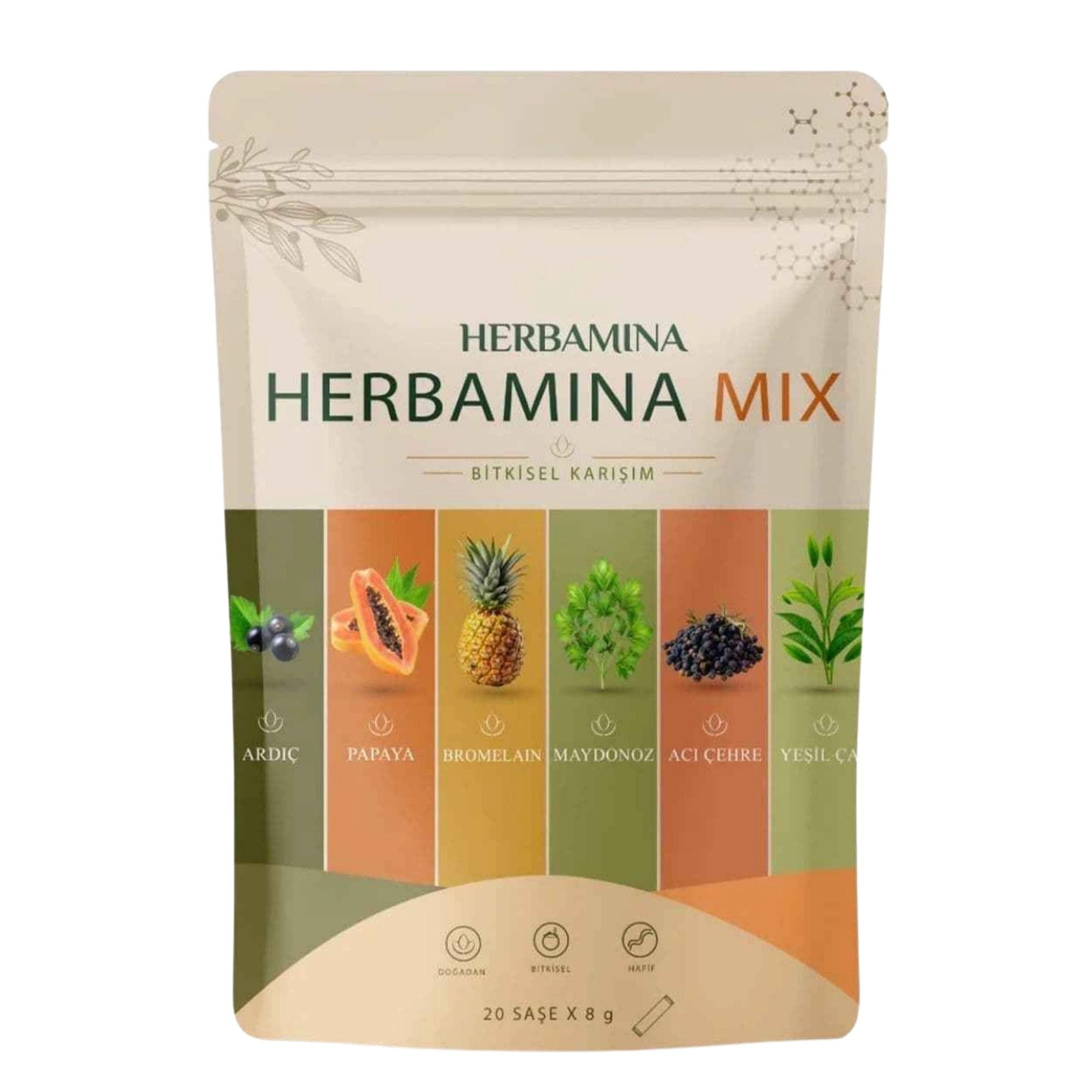 Herbamina Tee, Mix Pflanzliche Kräutermischung 20 x 8 g