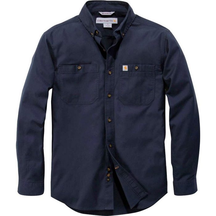 Carhartt Langarmshirt blau Arbeitshemd mit viel Bewegungsspielraum aus fester Baumwolle