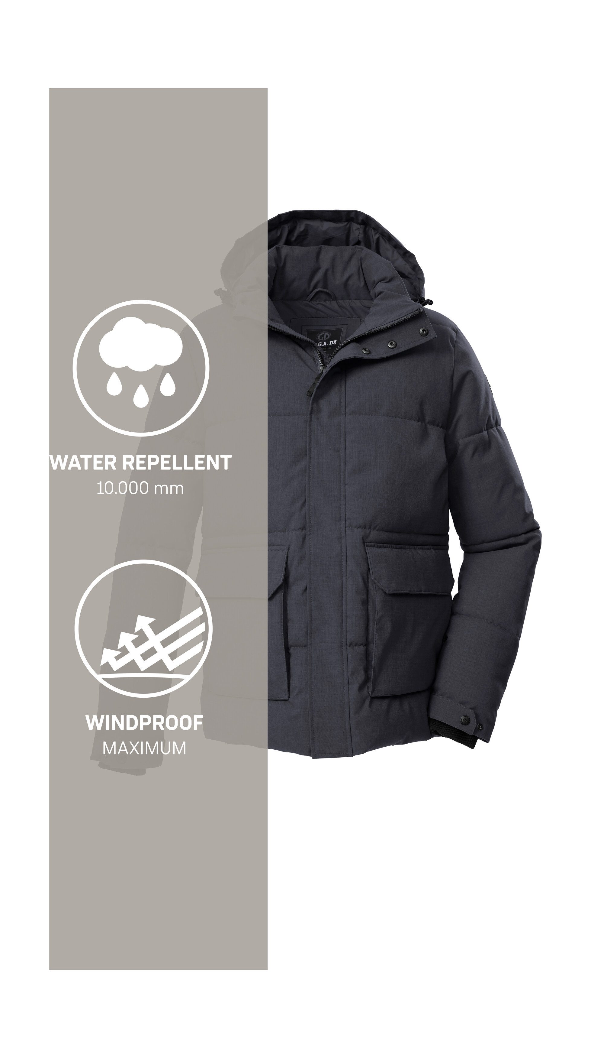 G.I.G.A. DX by killtec Steppjacke GW 26 MN QLTD JCKT Wasserabweisende Herrenjacke, abnehmbare Kapuze, recycelte Materialien