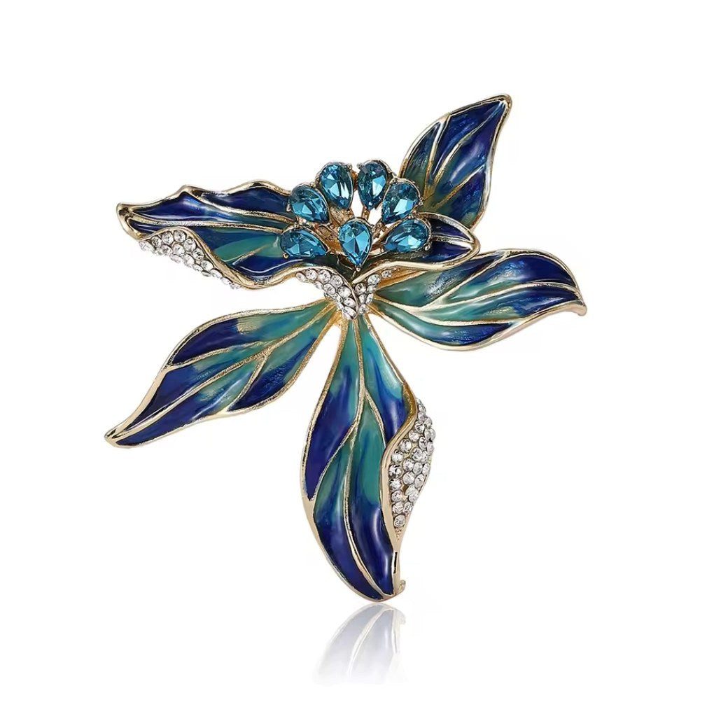 Dark-Desires Brosche Vintage Brosche Iris in blau-gold mit Strass, Vintage günstig online kaufen