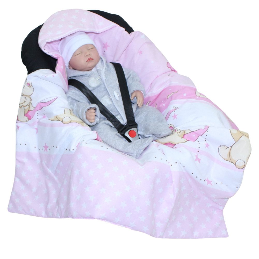 Einschlagdecke BabyDecke Baumwolle mit Kapuze für Babyschale Kindersitz, Primawela