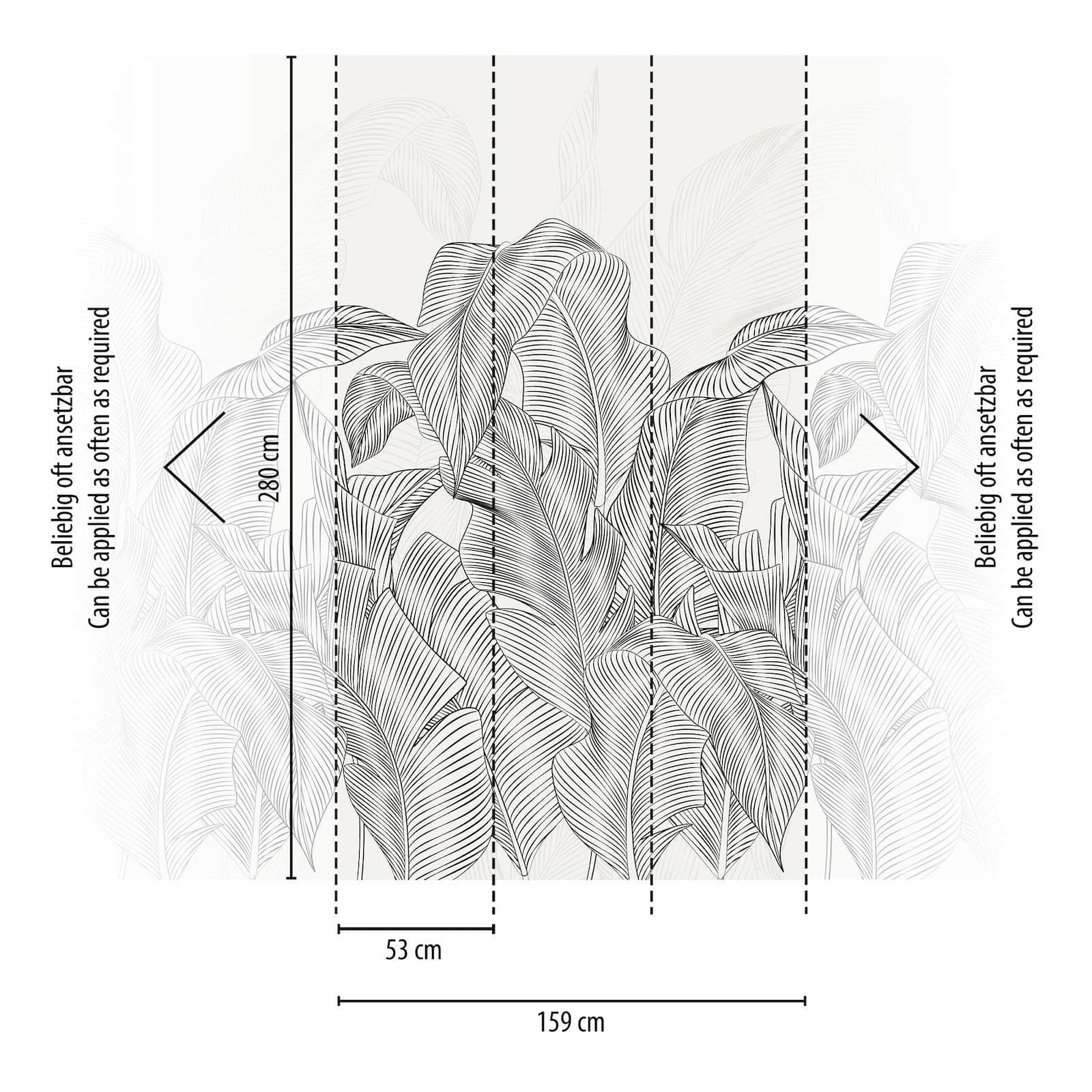 A.S. Création Fototapete Tropisch Blätter Dschungel Grau Schwarz 79217-1
