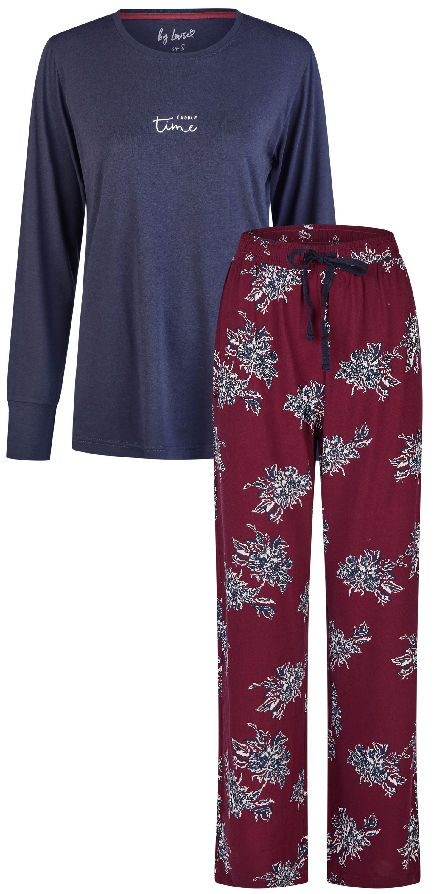 By Louise Schlafanzug Northern Lights (Set, 2 tlg., 2-teilig) Damen Pyjama lang Langarm Hose in Webqualität Winter leger