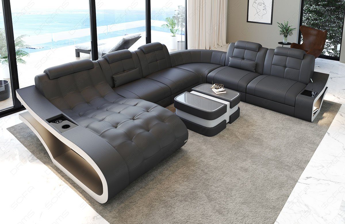 Sofa Elegante XXL Sofa Ledersofa mit wahlweise Wohnlandschaft Dreams Leder Form Bettfunktion Couch,