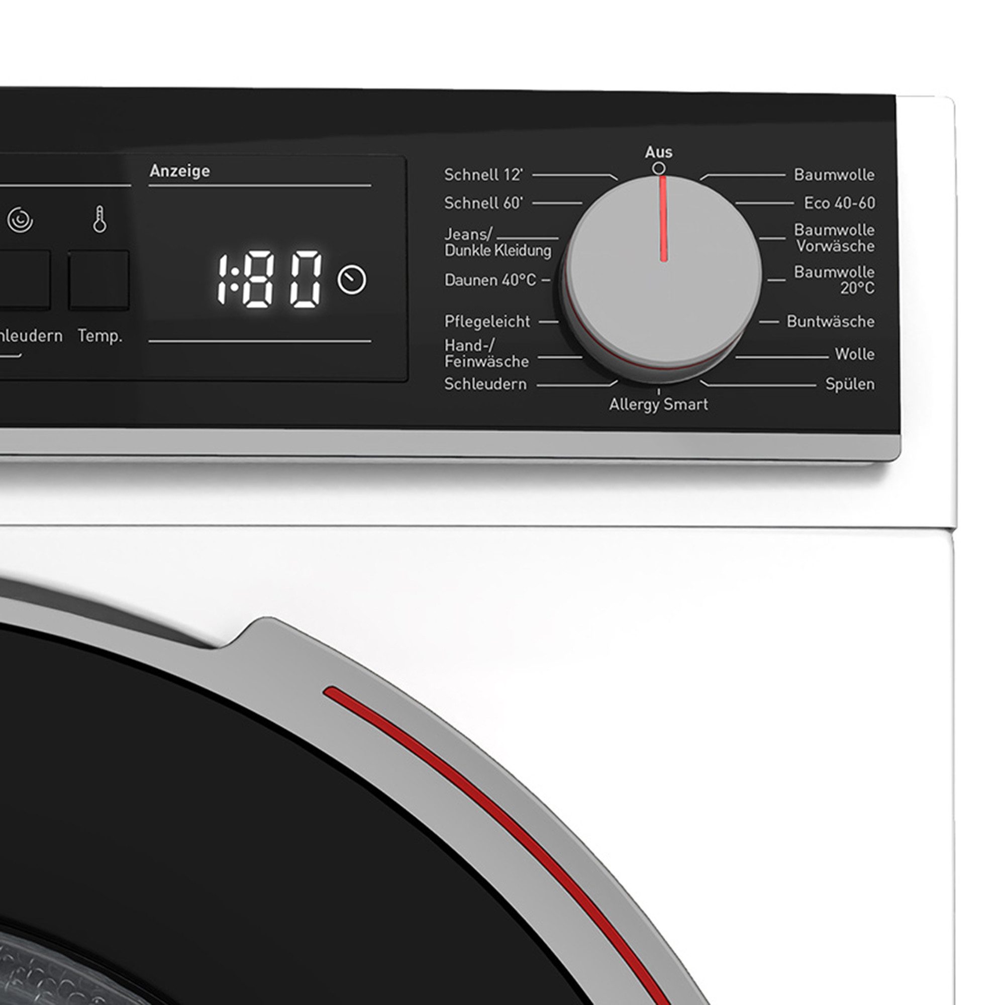 Sharp Waschmaschine ES-NFA816BW1NA-DE, 8 kg, 1600 U/min, AquaStop, AllergySmart, LED-Display, WaveCabinet