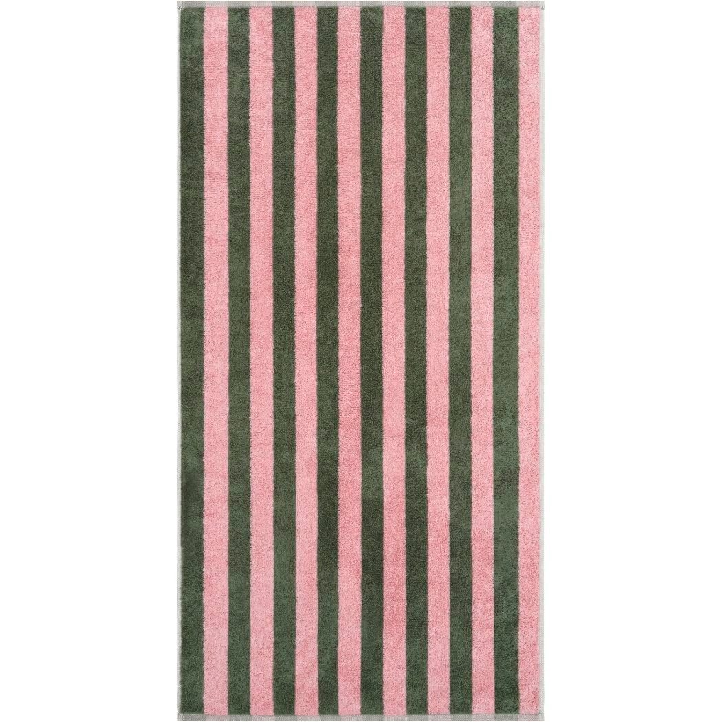 Cawö Handtuch Cawö Handtücher und Duschtücher Bold Streifen oliv/rosa, 100% Baumwolle