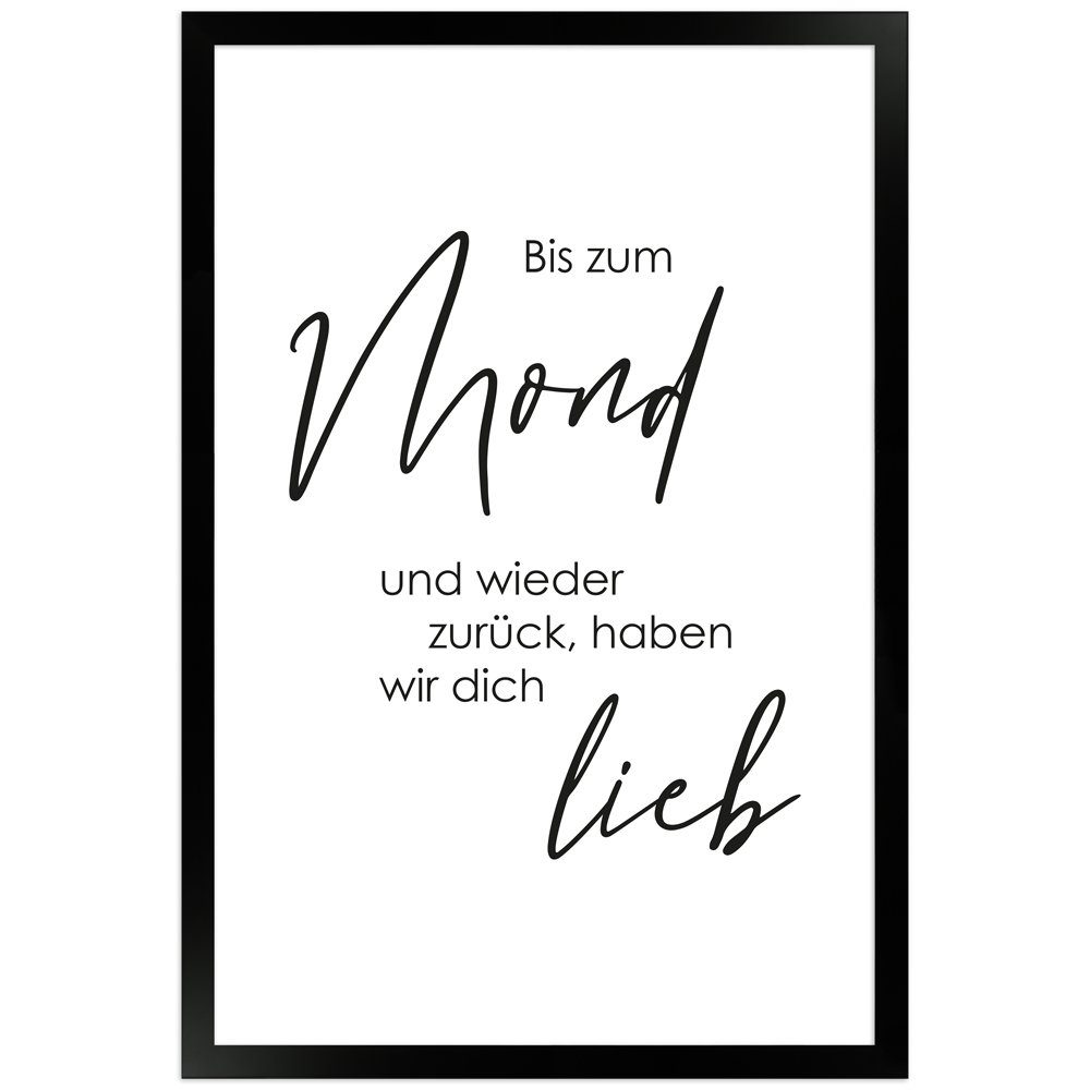 Mende Frames Bild mit Rahmen »Liebe bis zum Mond«, süße Sprüche fürs