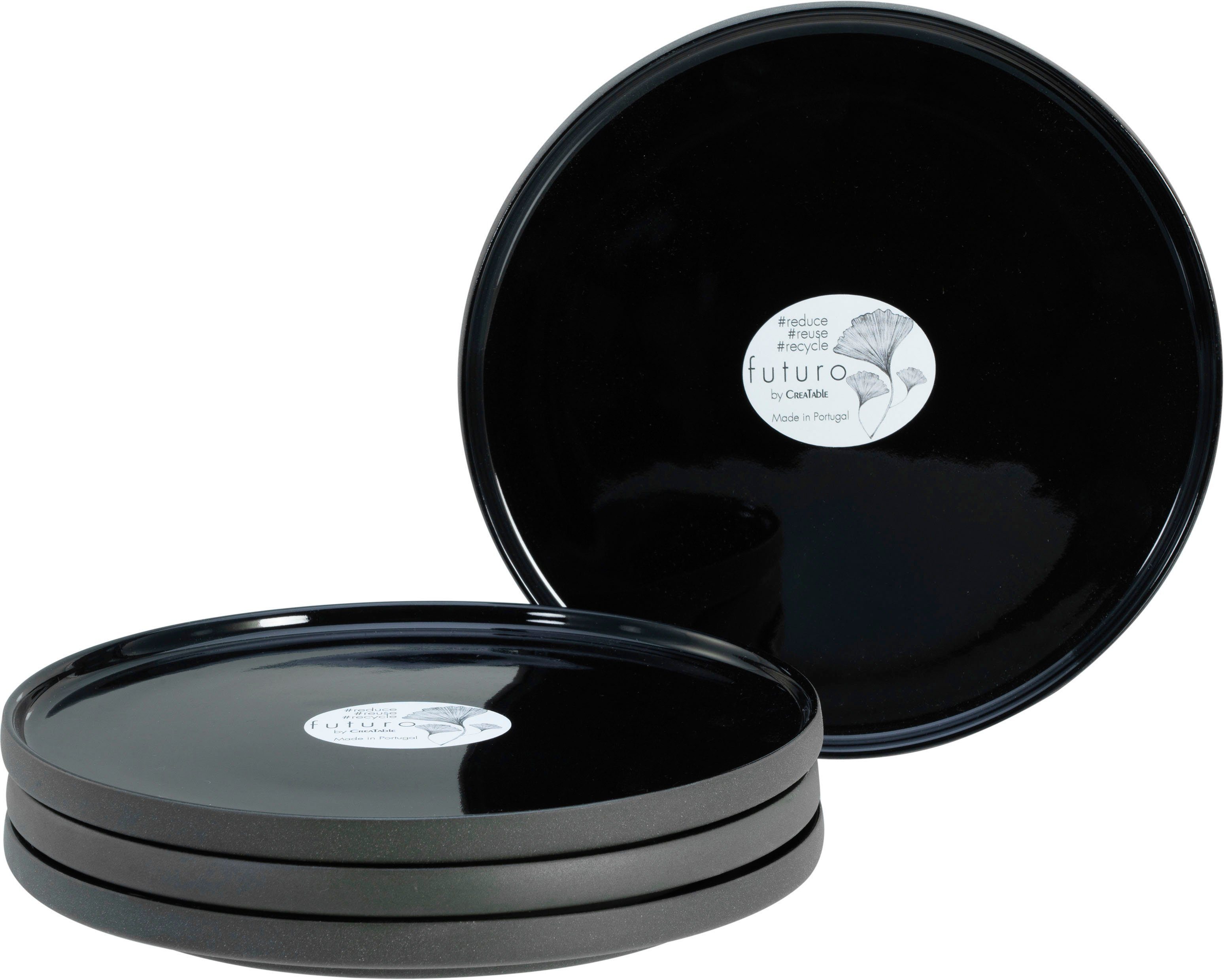 CreaTable Dessertteller Futuro, (4 St), Teller Set für 4 Personen, Ø 20 cm, Steinzeug