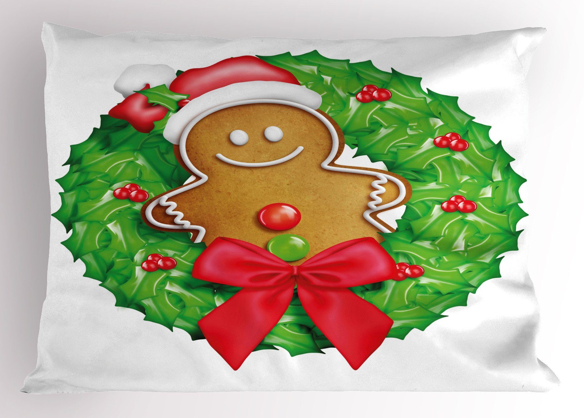 Weihnachtskranz Standard (1 King Gedruckter Kissenbezüge Lebkuchenmann Abakuhaus Kissenbezug, Size Stück), Dekorativer