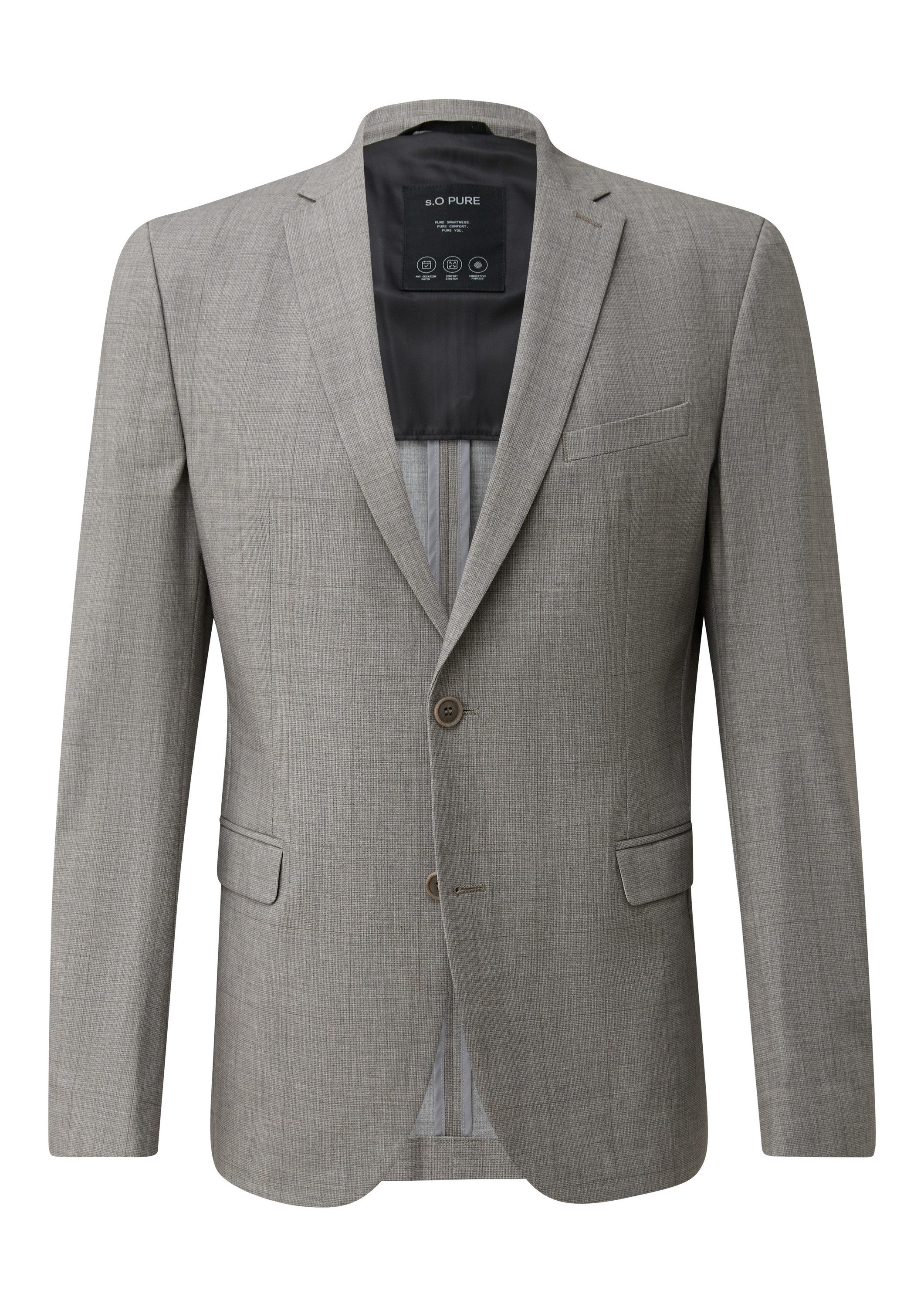 s.Oliver Sakko Indoor-Sakko S.OPURE s.O PURE: Slim-Fit-Sakko aus gemustertem Stretch-Gewebe