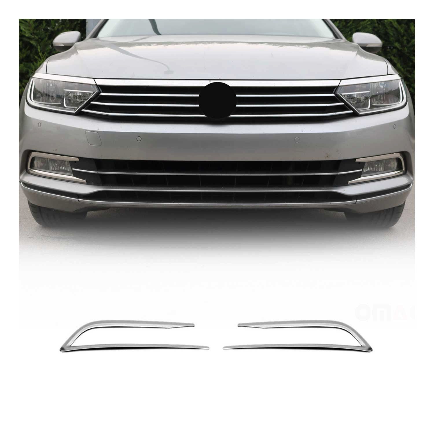 OMAC Zierleisten-Aufkleber Nebelscheinwerfer Rahmen für VW Passat B8 3G 2015-2021 Edelstahl 2x, (2tlg), Langlebig,Einfache Reinigung,Einfache Installation,Rostbeständig