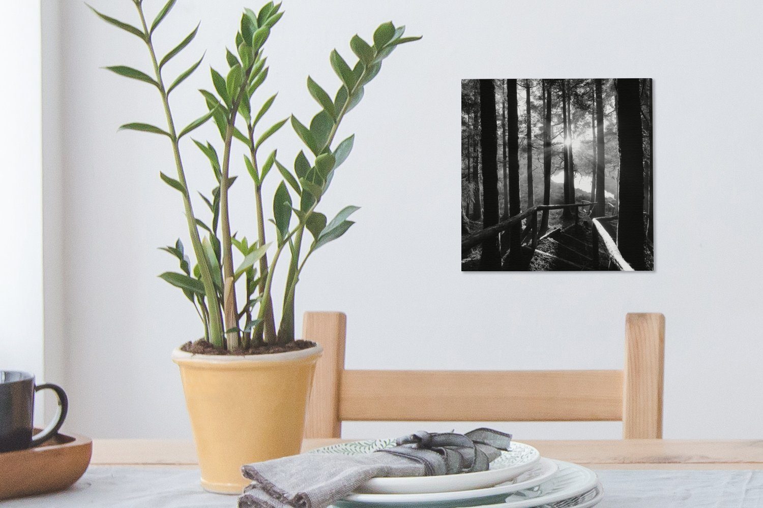 Azoren - Wald OneMillionCanvasses® (1 St), - Weiß, Bilder für Leinwandbild Schwarz Treppe - Leinwand - Wohnzimmer Schlafzimmer